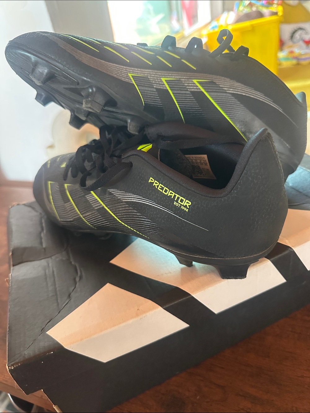 adidas Predator Black with Neon Yellow Accent Soccer Cleats